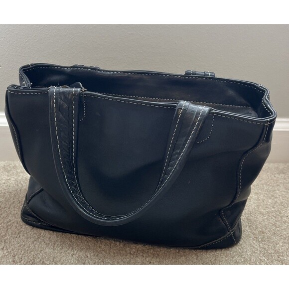 Vintage Coach Bleeker Black Leather Purse 9303 Satchel Handle Bag Tote 90's Y2K - Picture 3 of 9